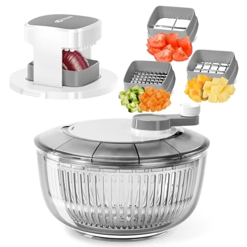 KEOUKE Salad Spinner and Vegetable Chopper Set with 3